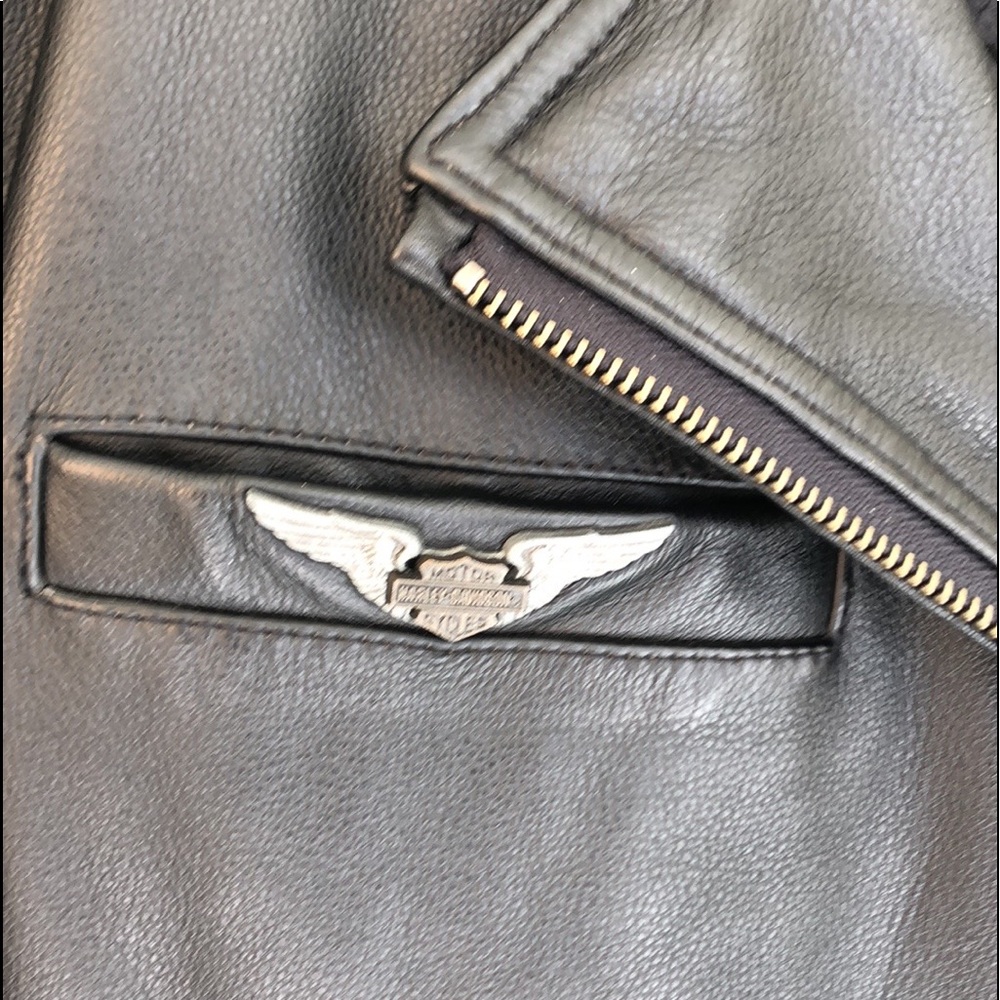 HARLEY DAVIDSON black leather jacket 💯% Authentic - Picture 6 of 17